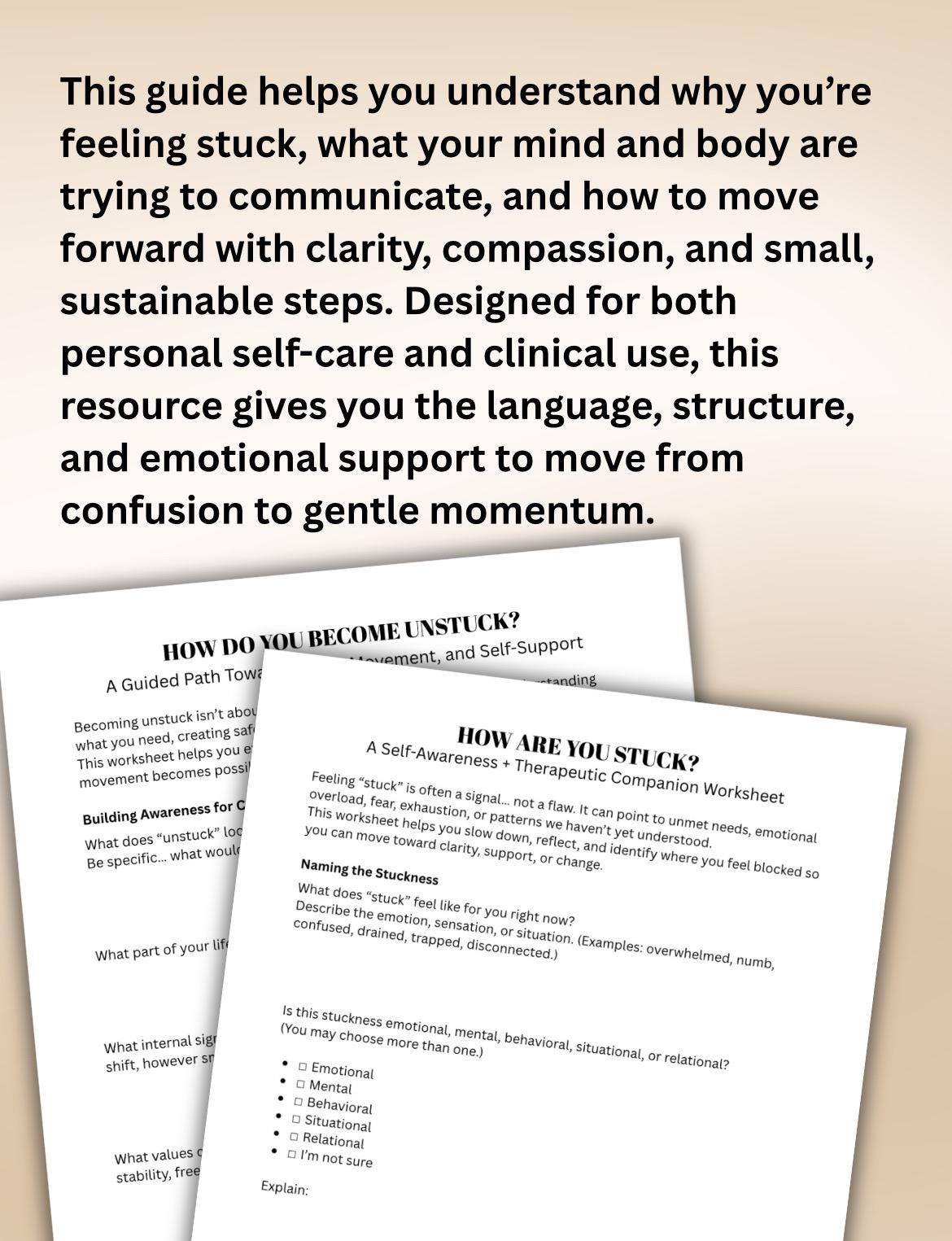 Getting Unstuck Workbook: Mental Health, Self-Care (PDF)