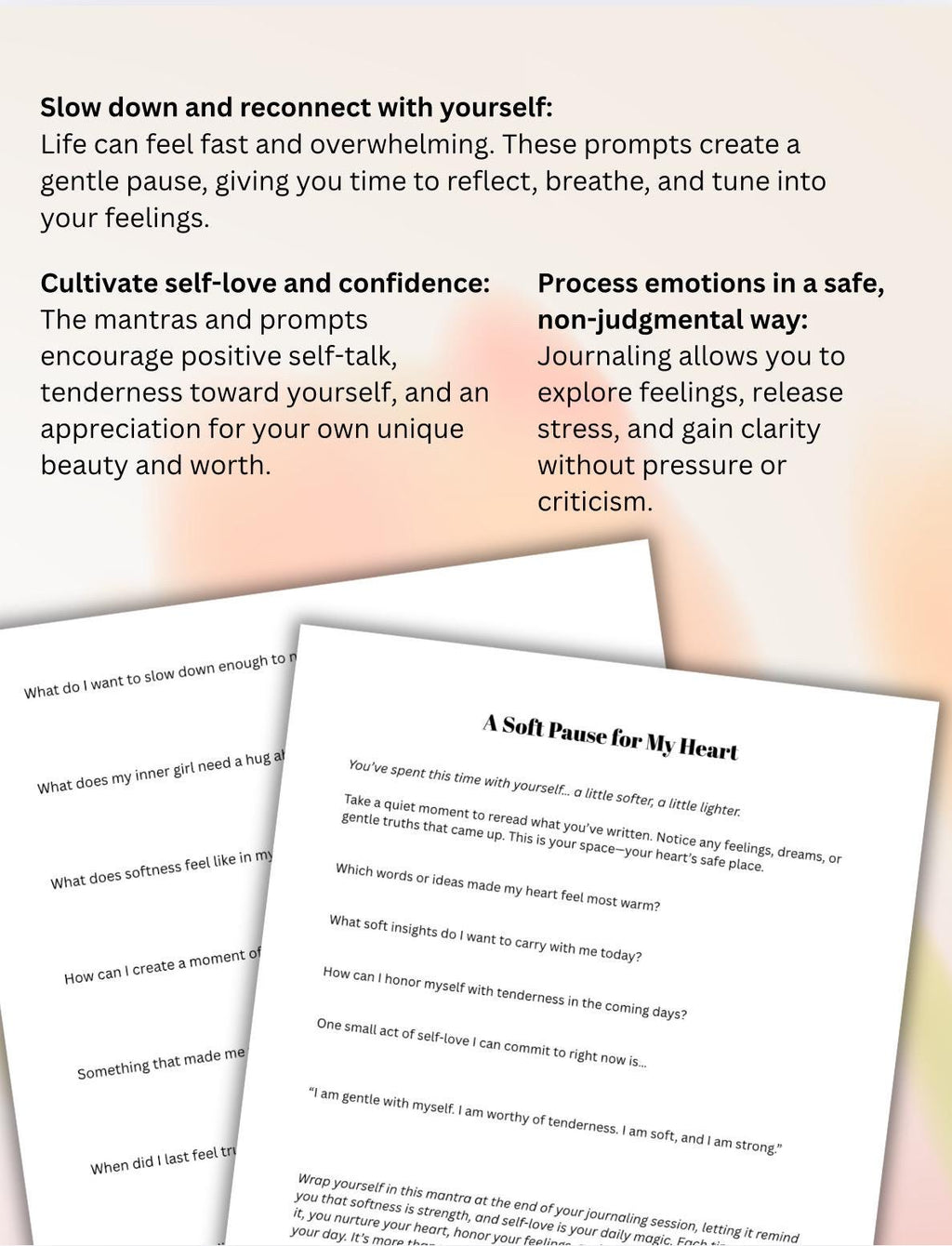 Soft Girl Journal Prompts: Self-Love, Mindfulness (Digital Download)