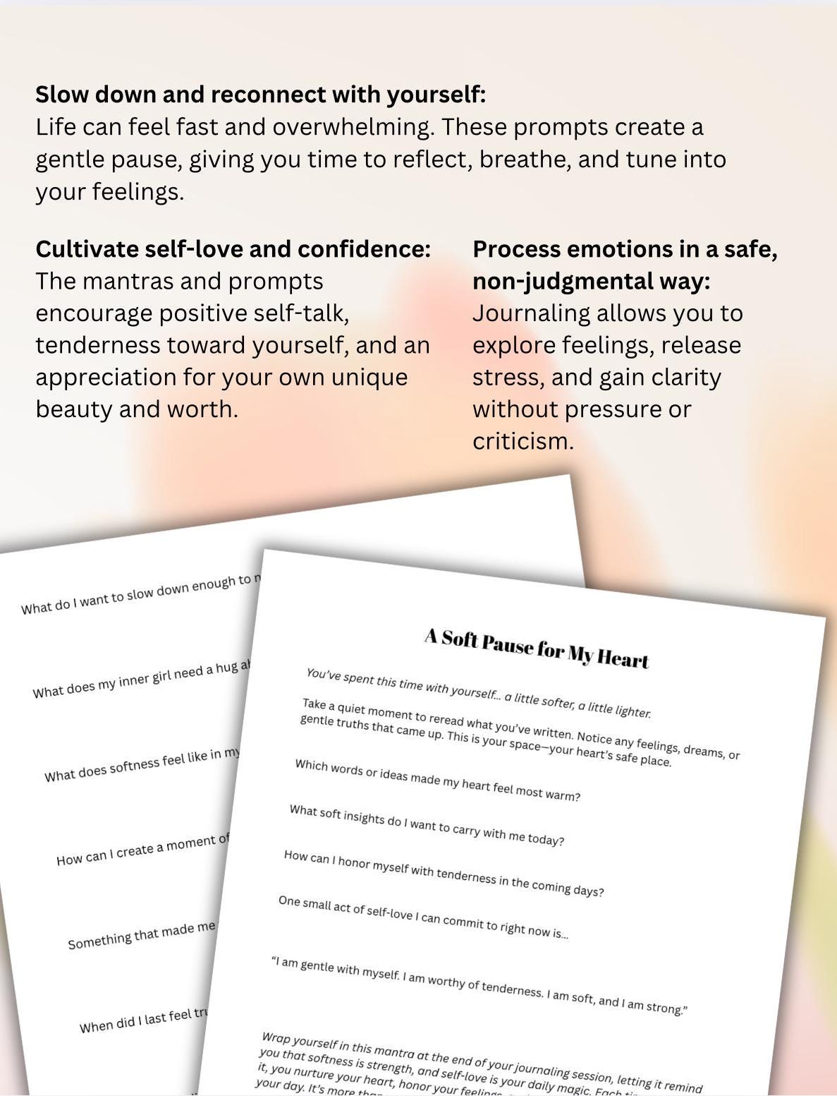 Soft Girl Journal Prompts: Self-Love, Mindfulness (Digital Download)
