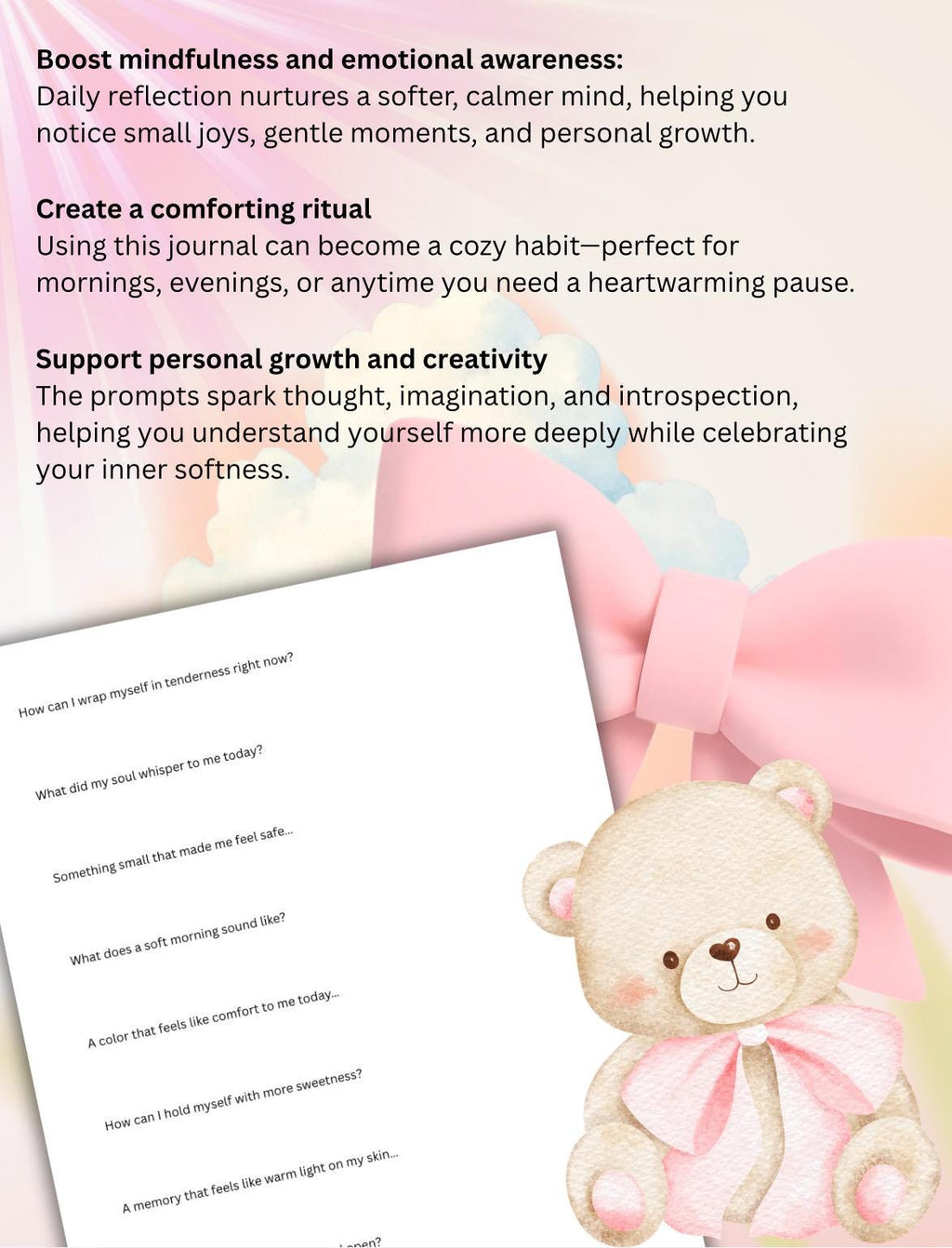 Soft Girl Journal Prompts: Self-Love, Mindfulness (Digital Download)