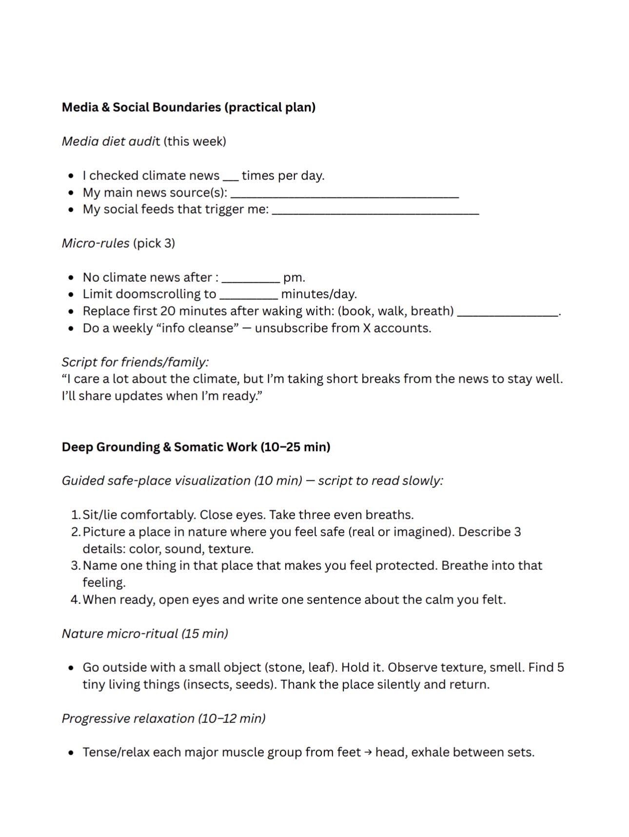 Eco-Anxiety Toolkit Mental Health & Climate Change Coping Workbook