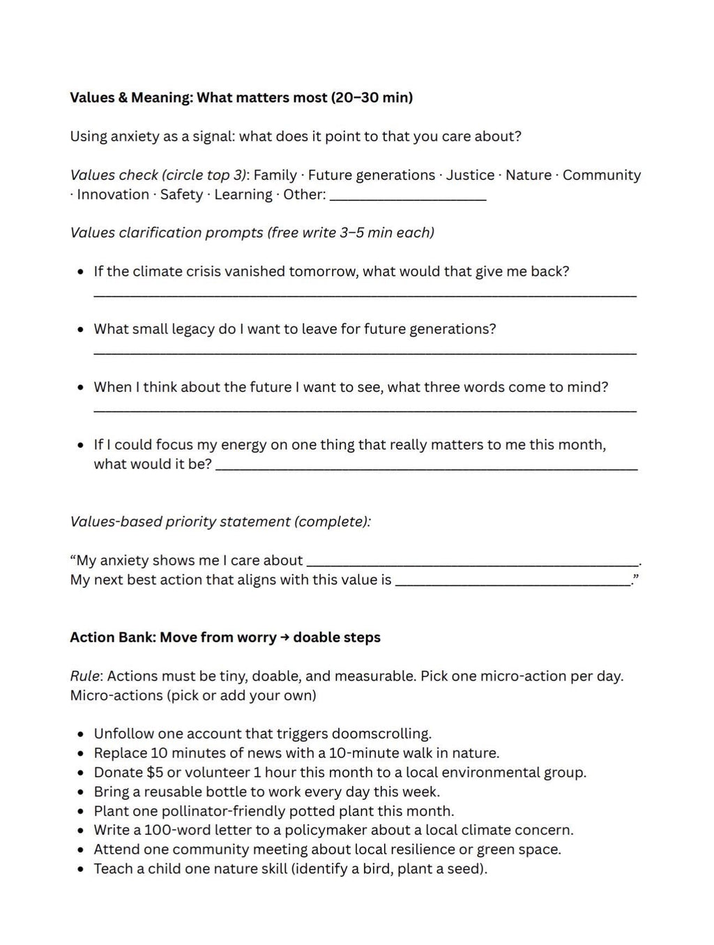 Eco-Anxiety Toolkit Mental Health & Climate Change Coping Workbook