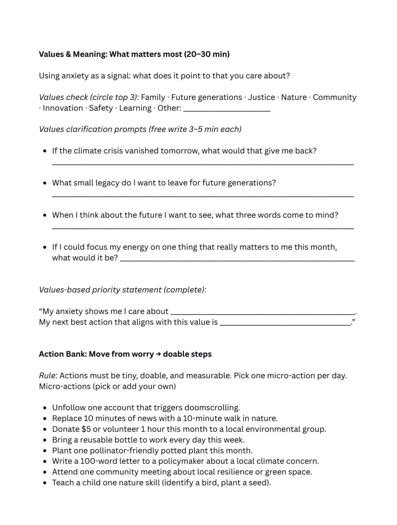 Eco-Anxiety Toolkit Mental Health & Climate Change Coping Workbook