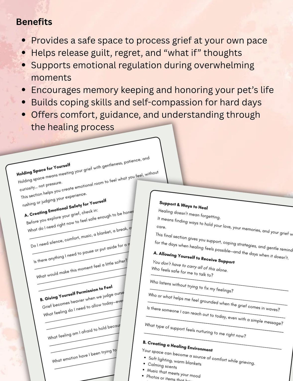 Pet Loss Grief Journal: Healing Workbook & Memory Keepsake (Digital Download)