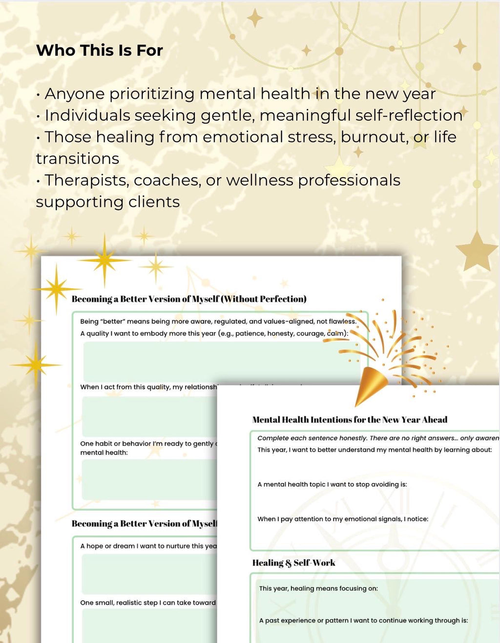 New Year Mental Health Worksheet | Self-Reflection, Healing, Emotional Growth, Mindfulness, Intentions, Printable Planner
