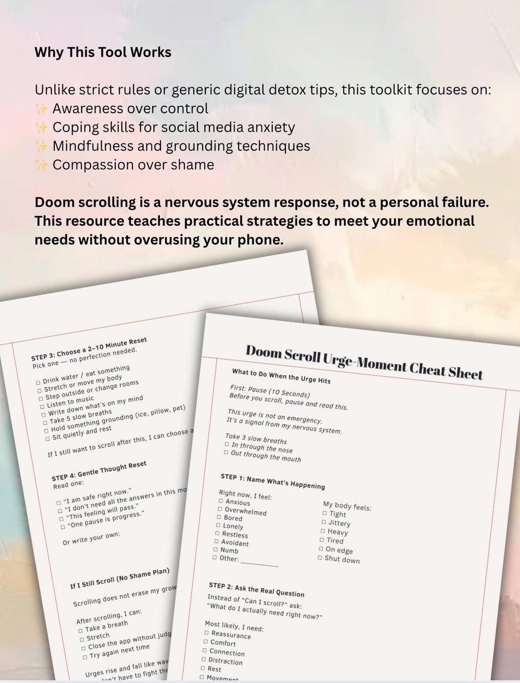 Doom Scrolling Worksheet | Anxiety & Digital Detox (PDF)