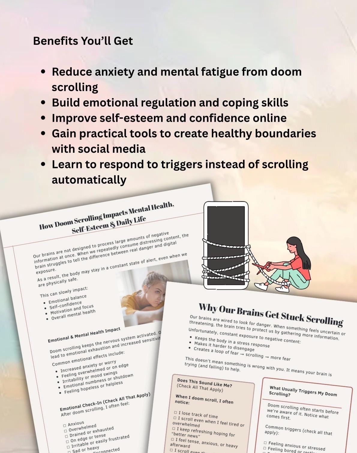 Doom Scrolling Worksheet | Anxiety & Digital Detox (PDF)