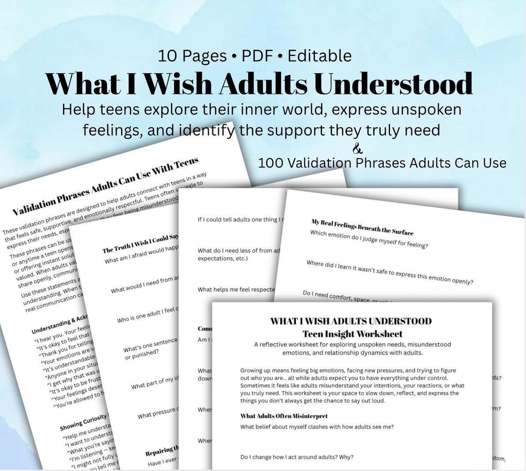 Teen Worksheet: Parenting Teens Communication Mental Health (Printable PDF) What I Wish Adults Understood