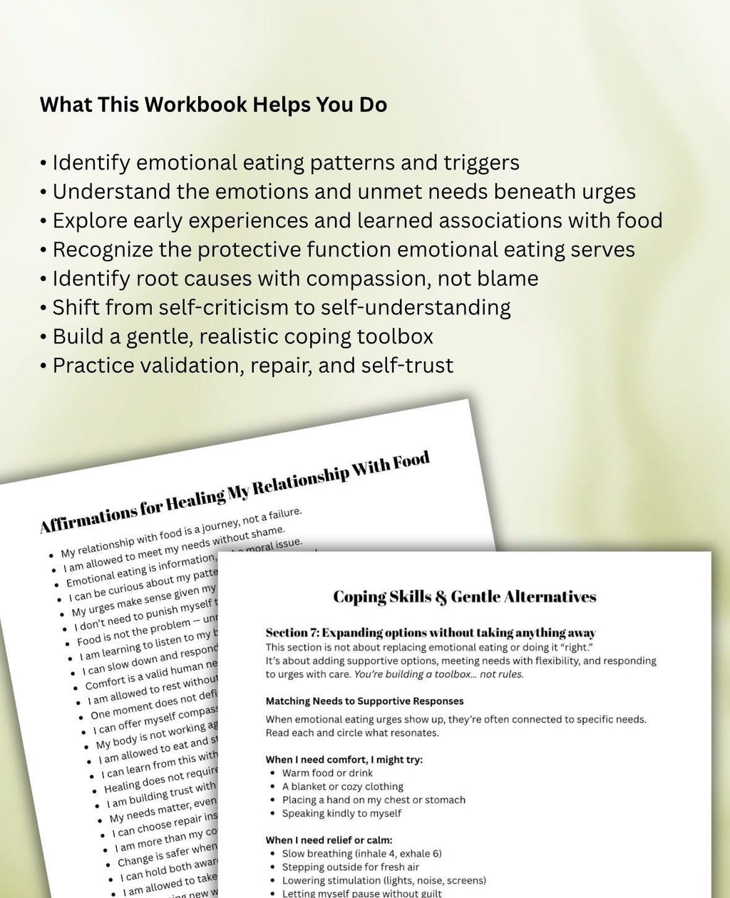 Emotional Eating Workbook Self-Compassion & Non-Diet Healing Worksheets Understand Triggers, Urges Unmet Needs