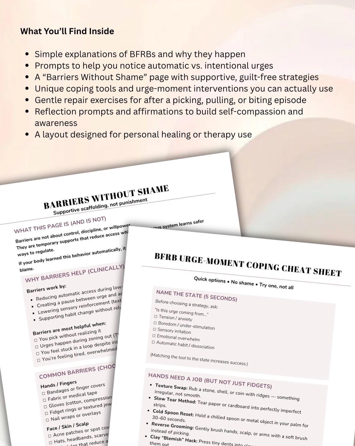 BFRB Workbook, Shame-Free Skin Picking, Hair Pulling, Nail Biting (PDF)