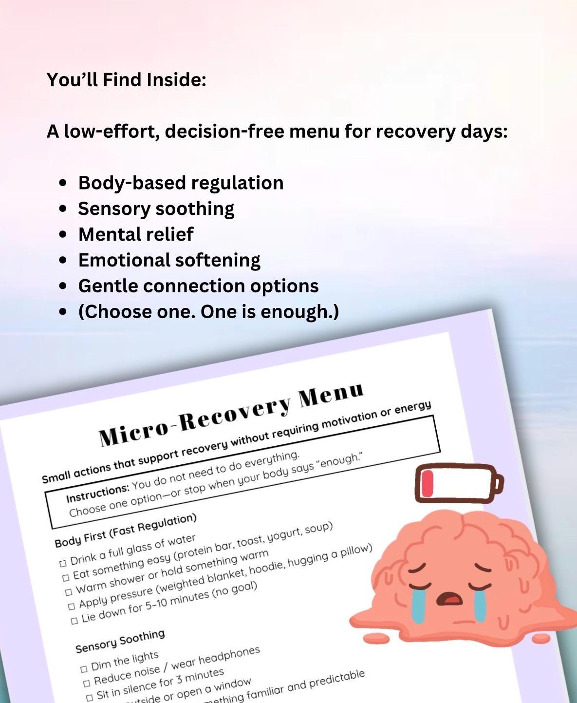 ADHD Hangover Recovery Worksheet Overstimulation & Burnout Support Nervous System Reset Digital Download