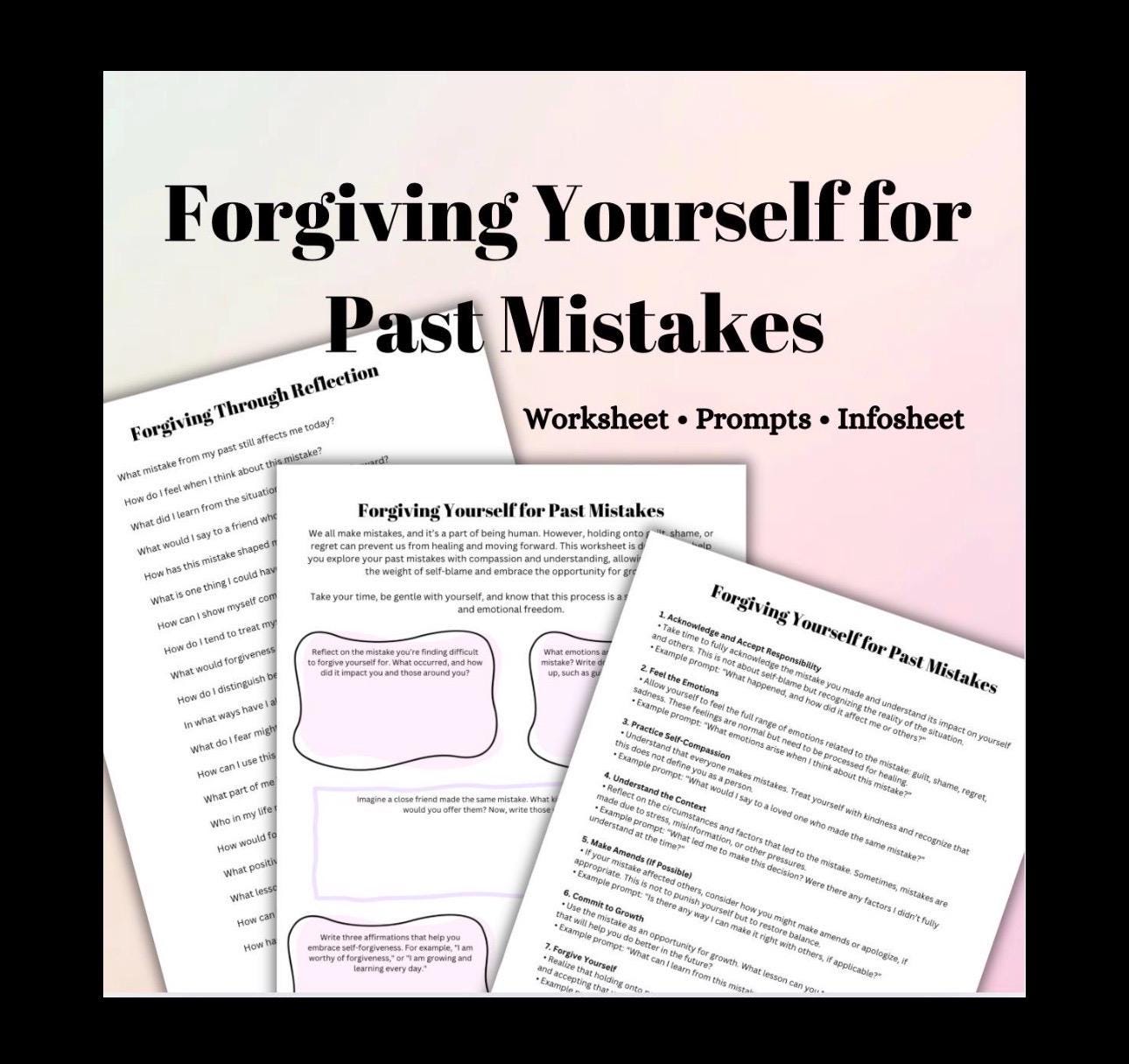 Self-Forgiveness Worksheet: Guided Prompts for Emotional Healing (PDF)