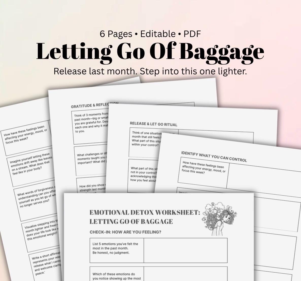 Emotional Detox Worksheet, Monthly Reset Journal (PDF)