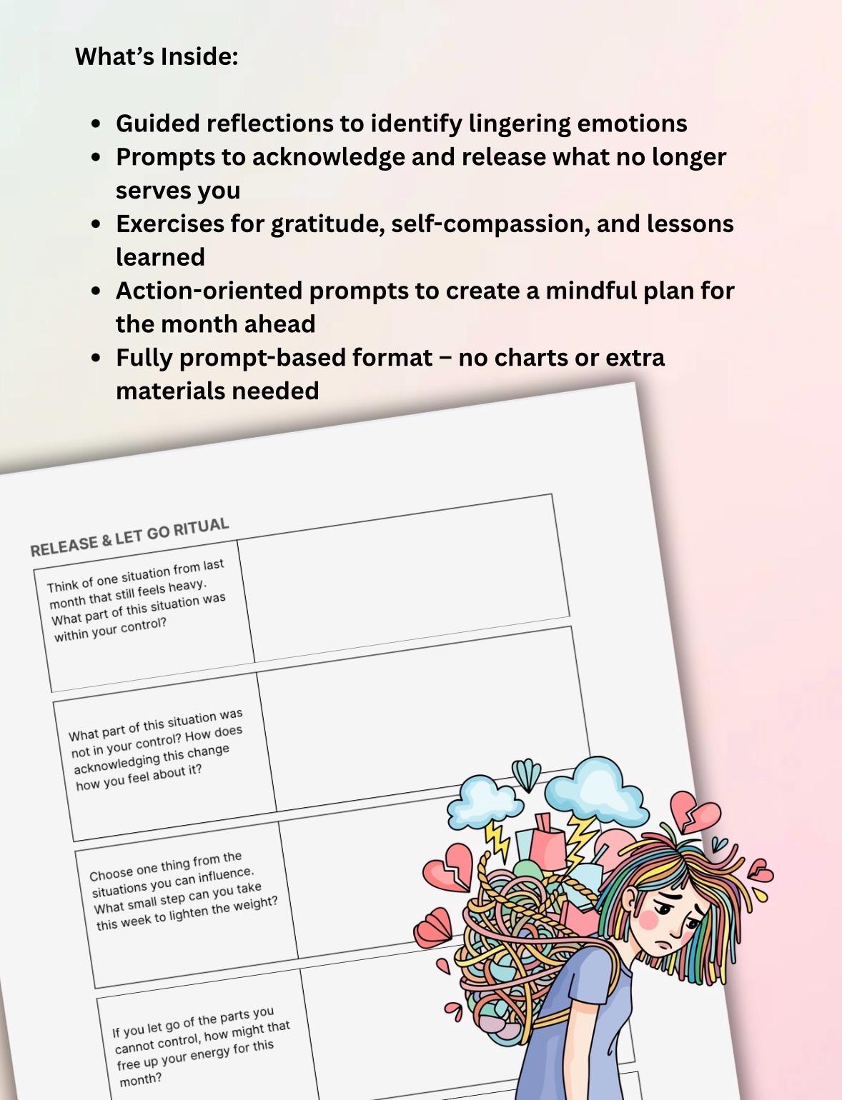 Emotional Detox Worksheet, Monthly Reset Journal (PDF)