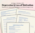 Depression & Low Motivation Worksheet Therapist Resource Self-Help Behavioral Activation Mental Health Tool Clinical Reflection