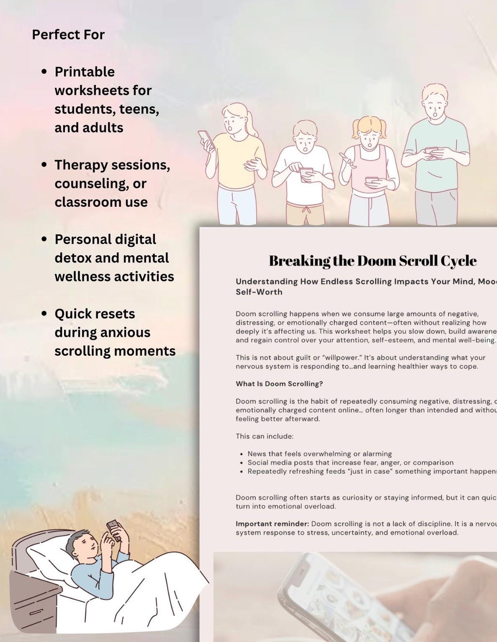 Doom Scrolling Worksheet | Anxiety & Digital Detox (PDF)