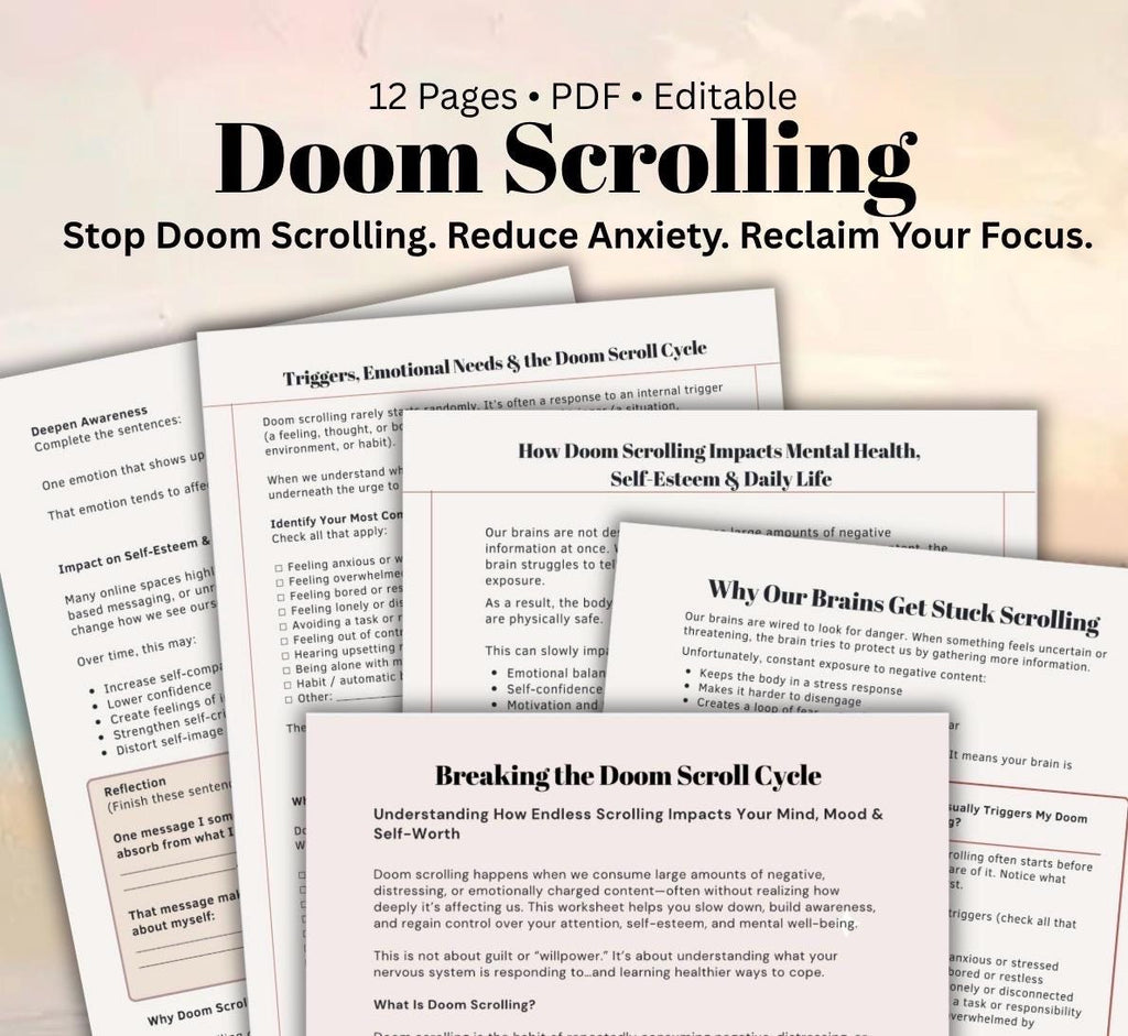 Doom Scrolling Worksheet | Anxiety & Digital Detox (PDF)