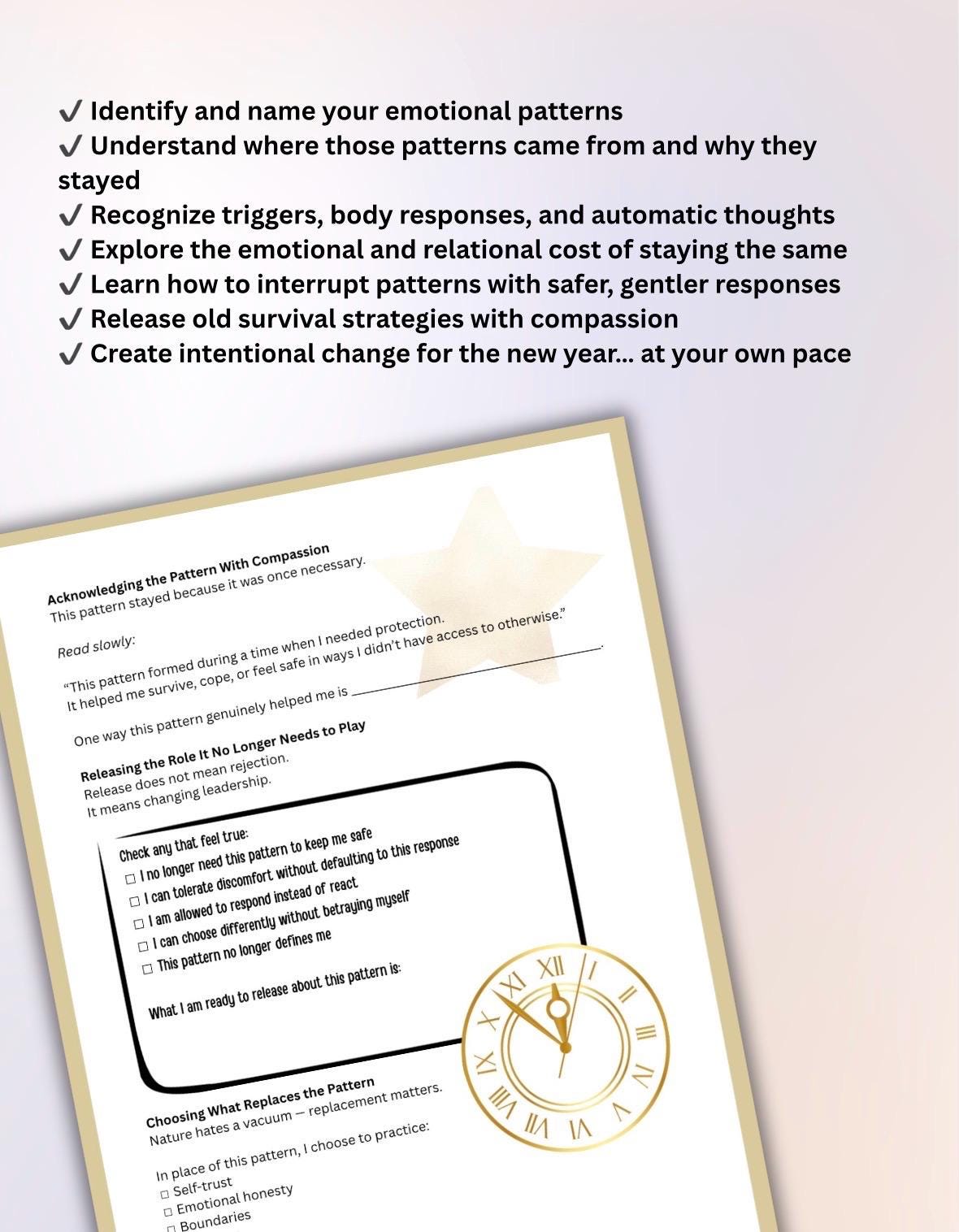 Pattern Interrupt Trauma-Informed Workbook for Emotional Regulation & Healing Reset for the New Year