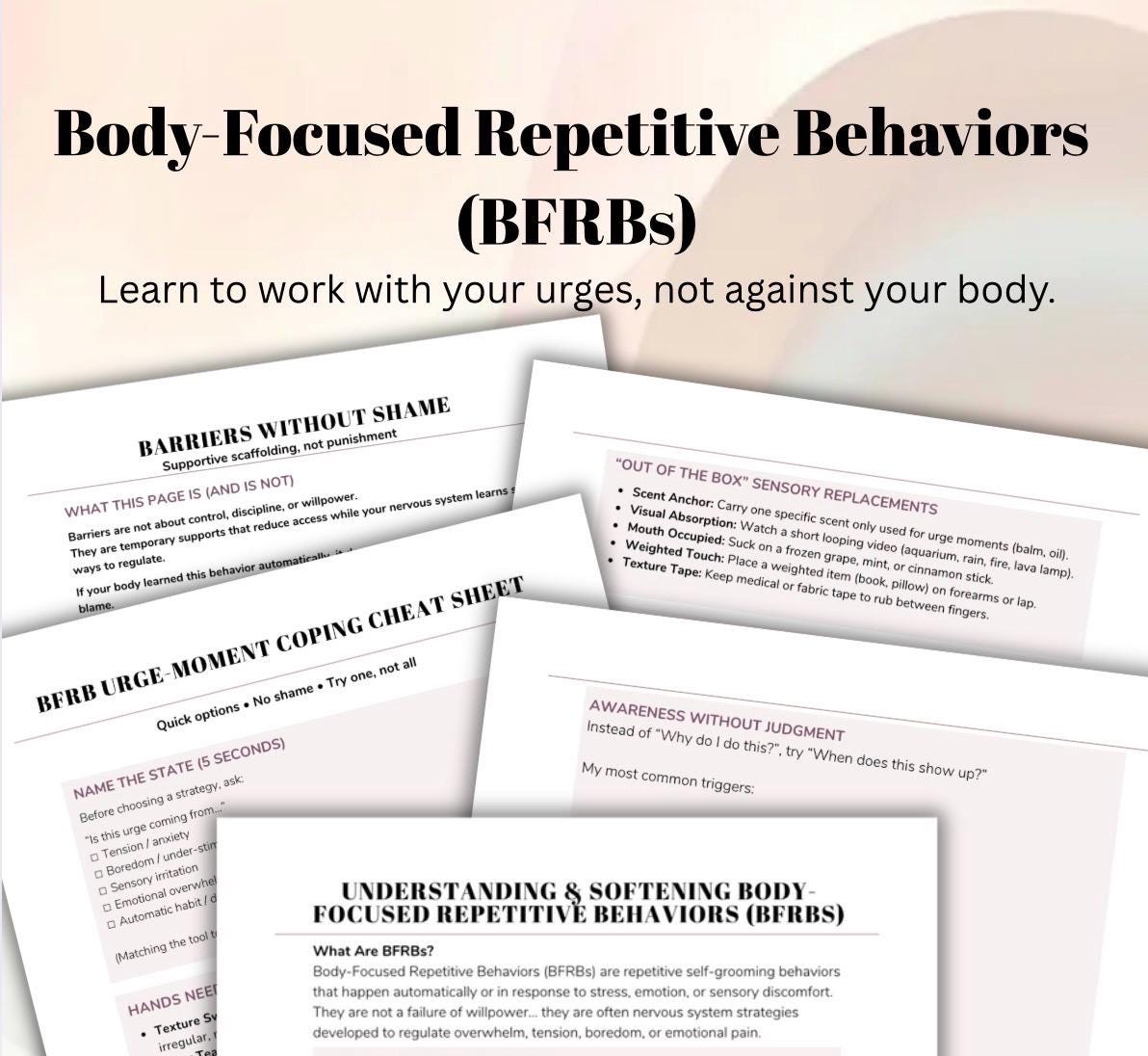 BFRB Workbook, Shame-Free Skin Picking, Hair Pulling, Nail Biting (PDF)