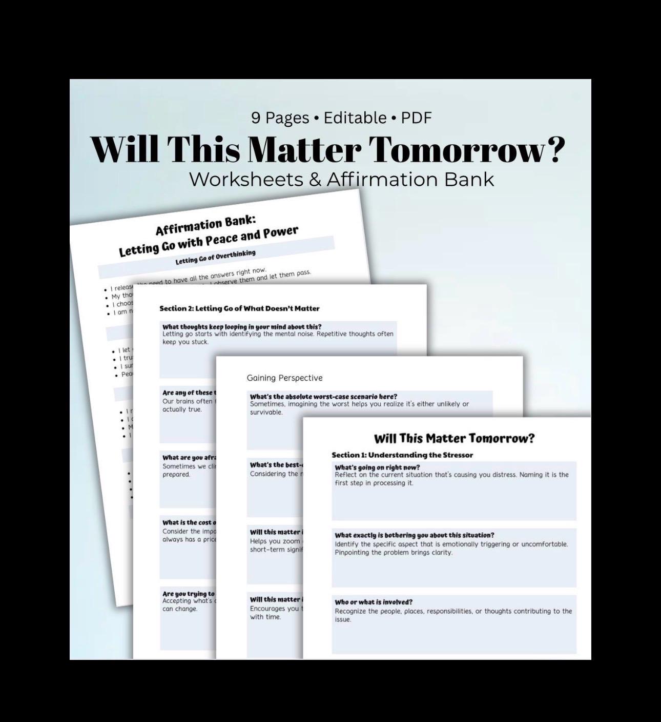 Letting Go Worksheet: Guided Reflection for Mental Clarity (Digital Download)