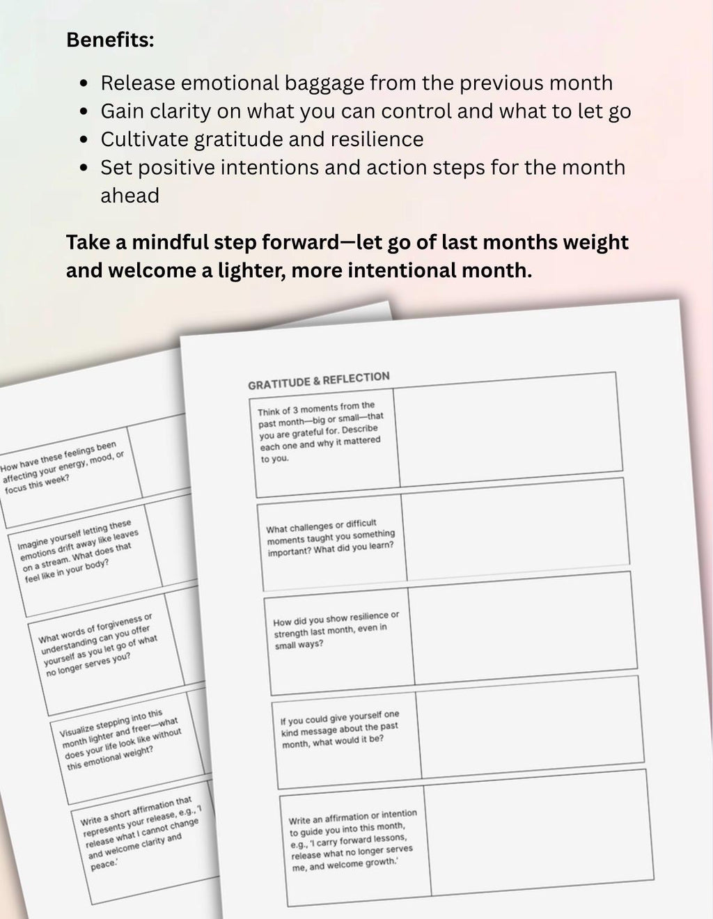 Emotional Detox Worksheet, Monthly Reset Journal (PDF)