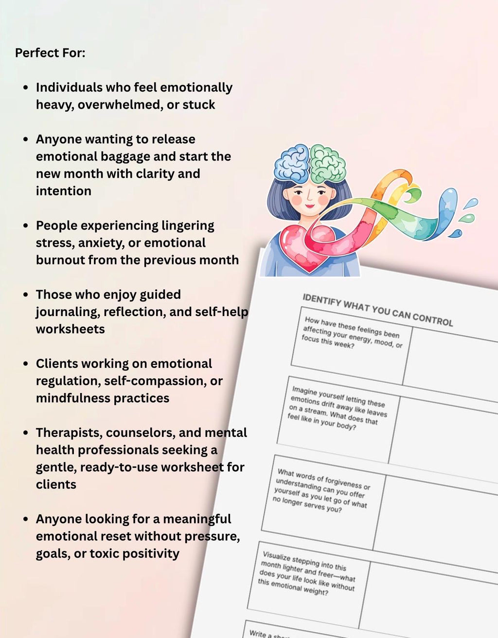 Emotional Detox Worksheet, Monthly Reset Journal (PDF)