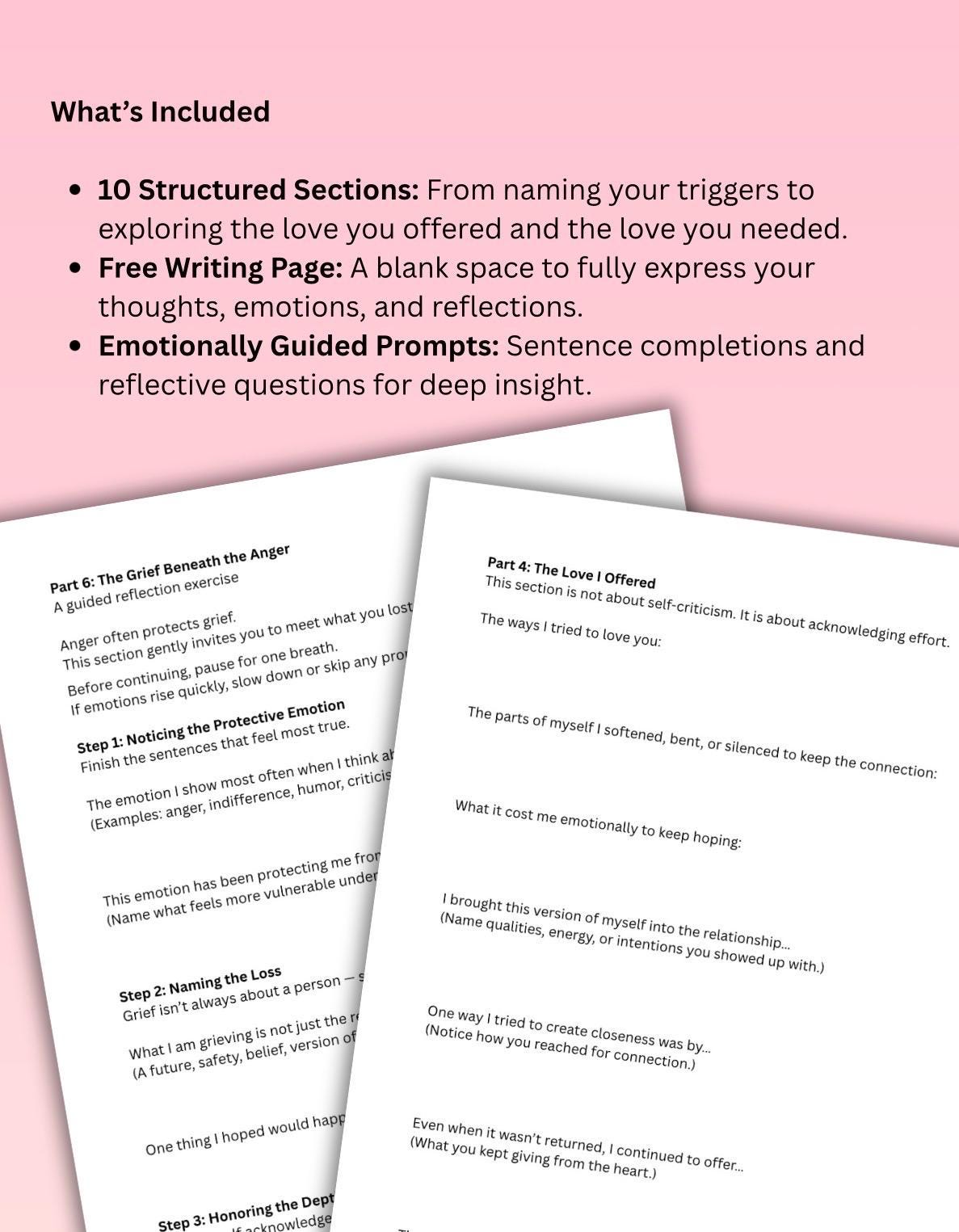 Valentine's Day Therapeutic Writing Worksheet, Heartbreak & Grief PDF Download, Editable 10 Pages