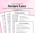 Attachment & Secure Love Worksheets: Therapy, Self-Help (Digital Download)