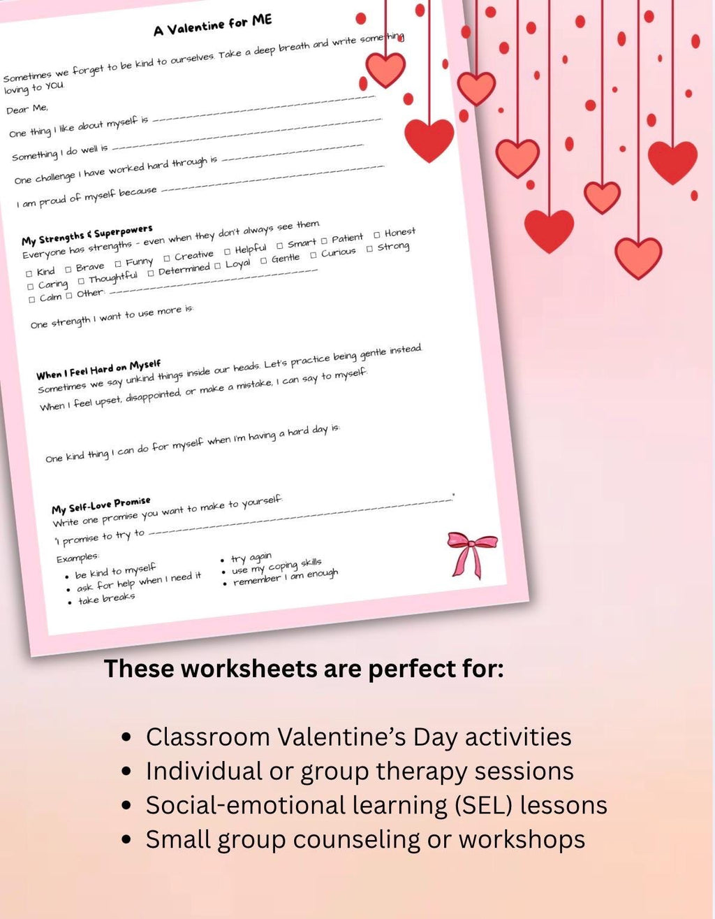 Children’s Valentine’s Day Printable Workbook  SEL Activities for Kids & Teens Emotional Growth, Kindness Self-Love