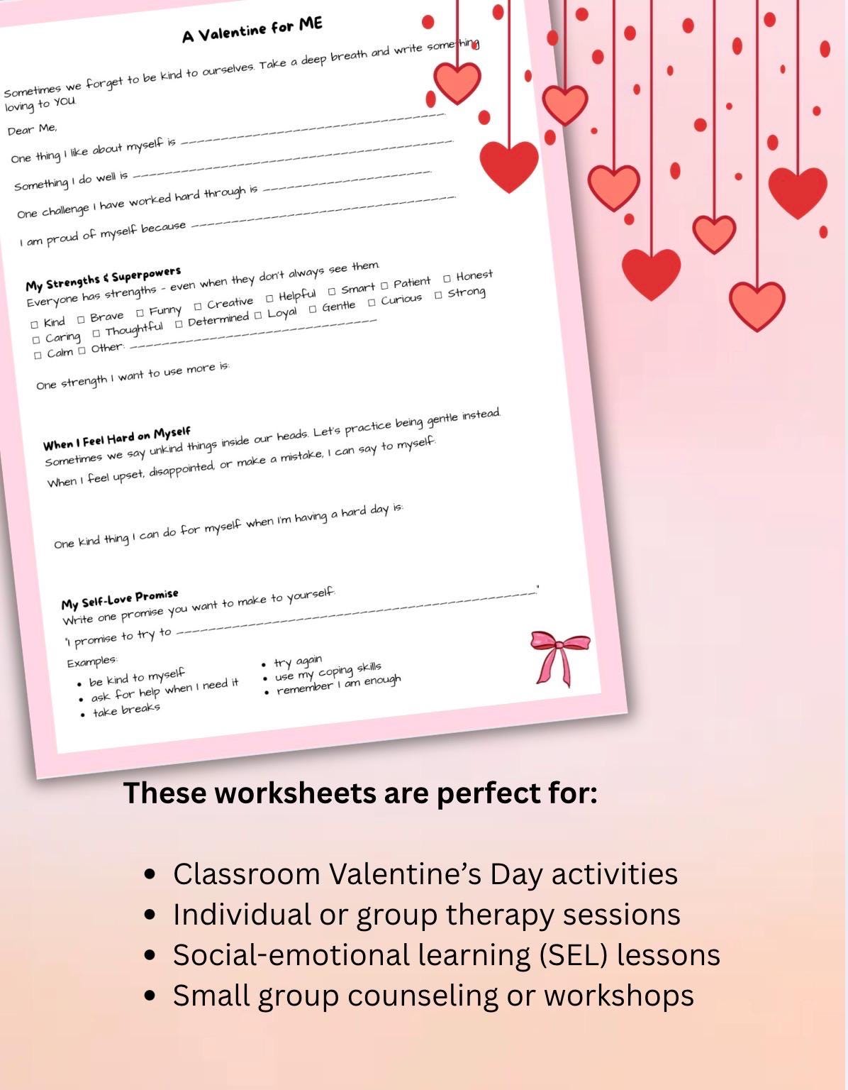 Children’s Valentine’s Day Printable Workbook  SEL Activities for Kids & Teens Emotional Growth, Kindness Self-Love