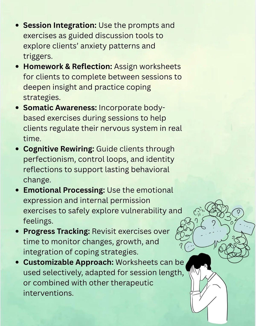 High-Functioning Anxiety Workbook, Somatic Exercises, Therapist Toolkit (PDF Download, Editable, 27 Pages)