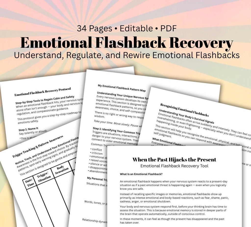 Emotional Flashback Recovery Workbook, Trauma-Informed Self-Regulation (PDF Downloadable)