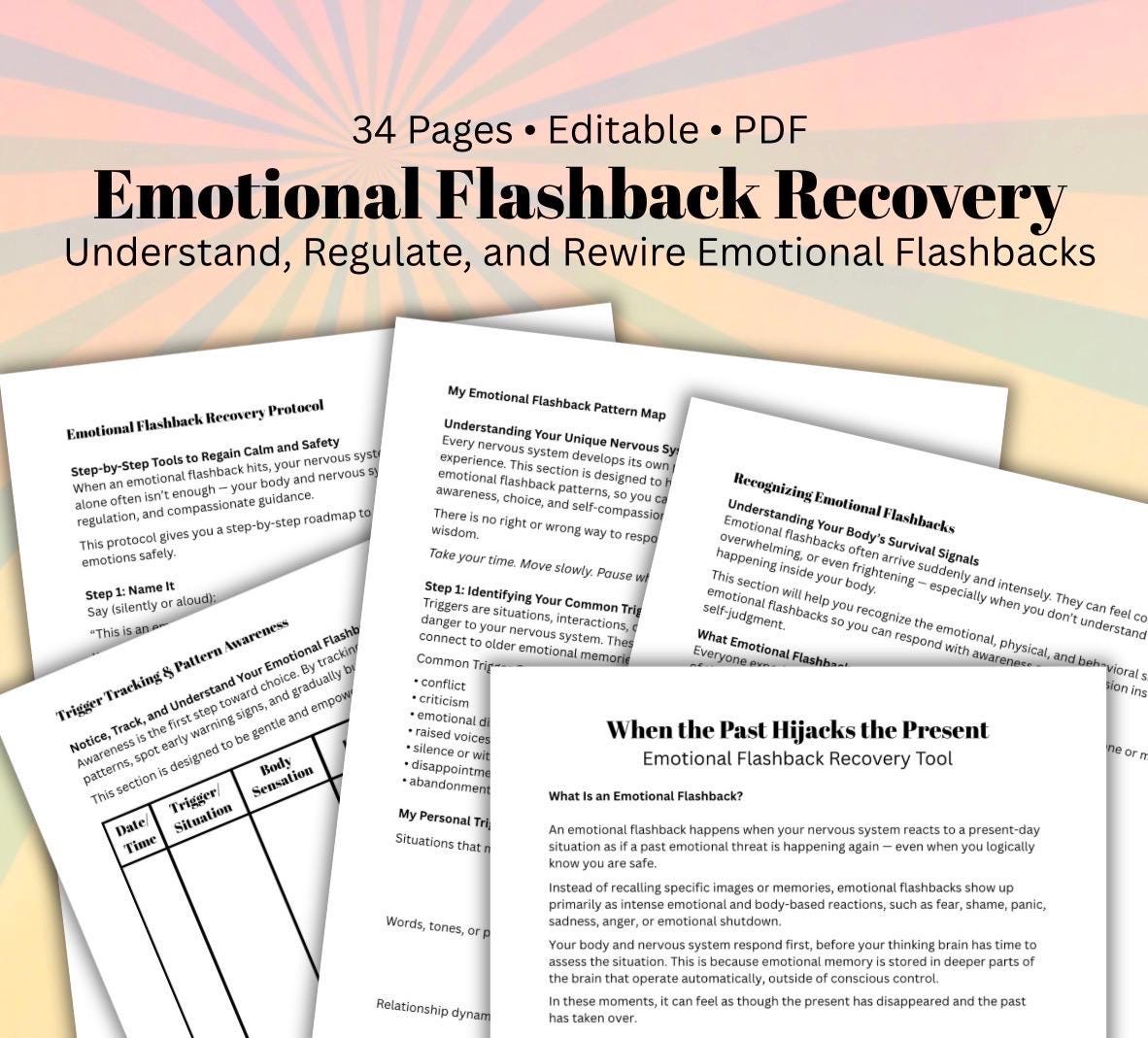 Emotional Flashback Recovery Workbook, Trauma-Informed Self-Regulation (PDF Downloadable)