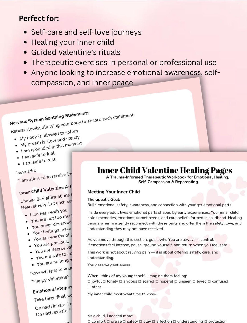 Valentine's Inner Child Healing Workbook, Self-Love, Trauma-Informed (PDF Pattern)