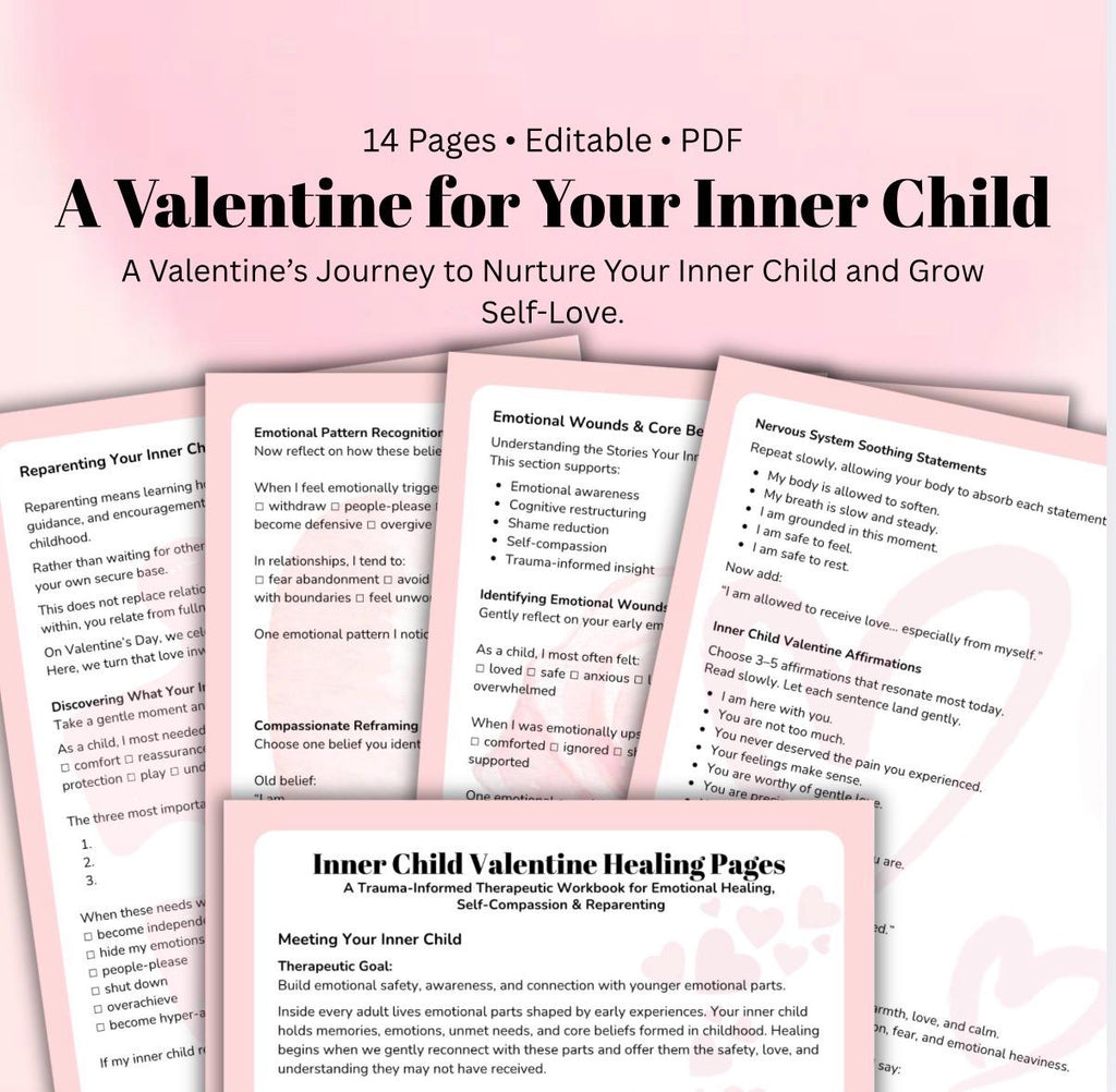 Valentine's Inner Child Healing Workbook, Self-Love, Trauma-Informed (PDF Pattern)