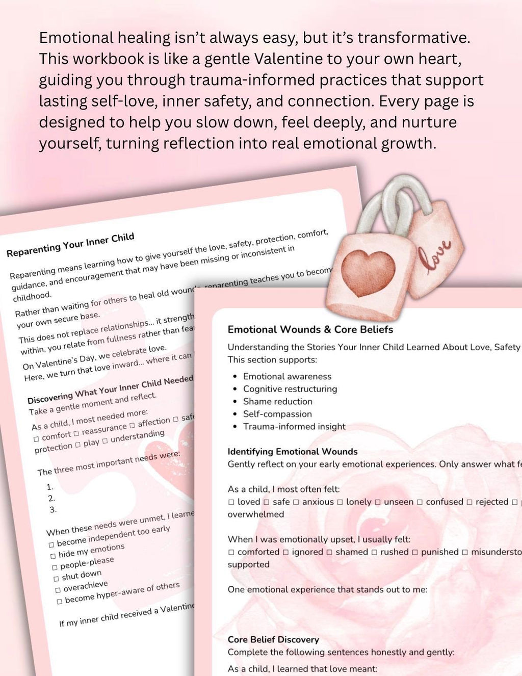 Valentine's Inner Child Healing Workbook, Self-Love, Trauma-Informed (PDF Pattern)