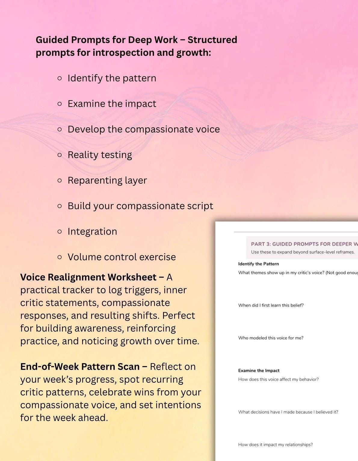 Inner Critic vs Compassionate Voice Worksheet Self-Esteem, Shame Healing, Self-Compassion Exercises, Therapy Printable