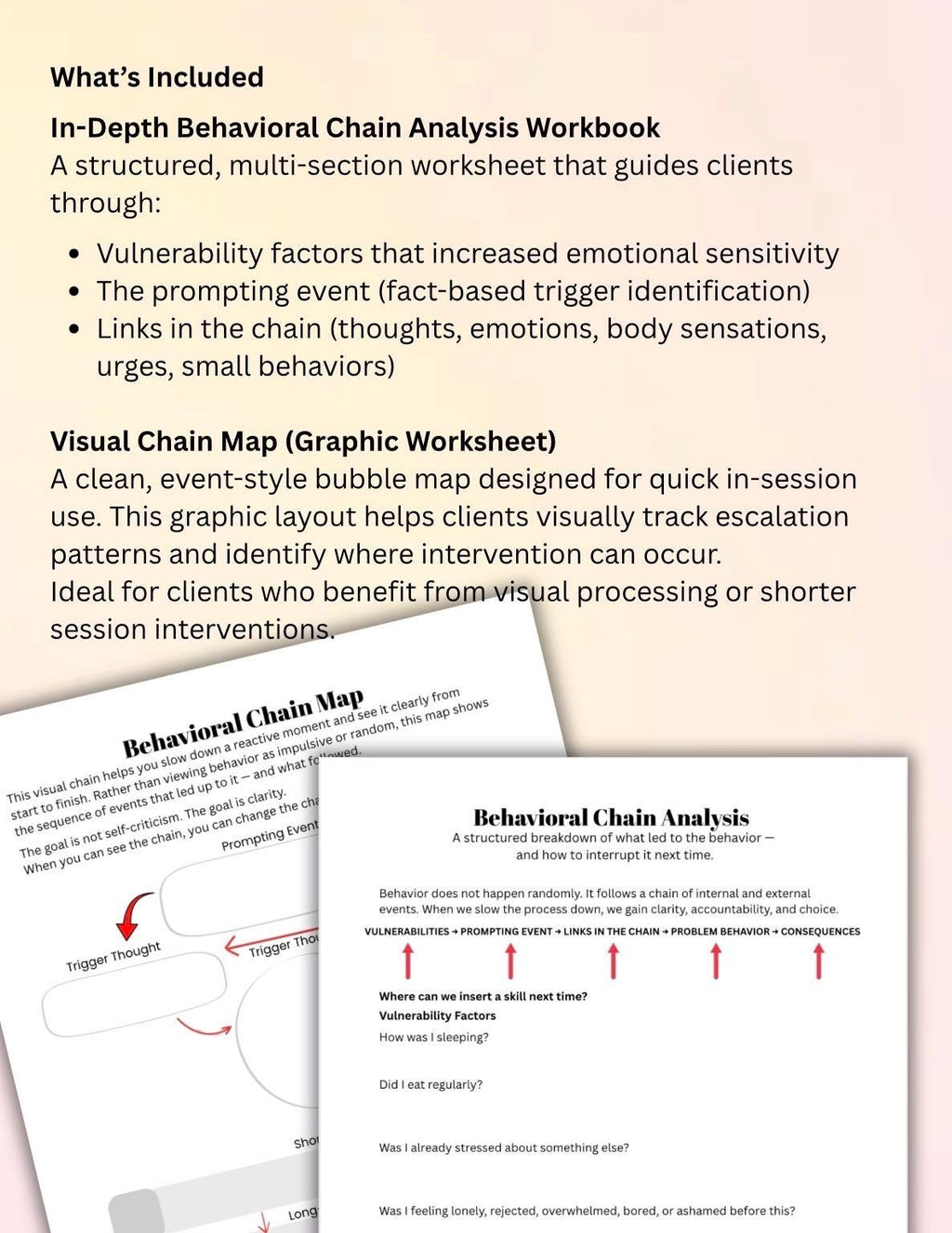 DBT Behavioral Chain Analysis Worksheet: Emotional Regulation Tools (PDF Download)