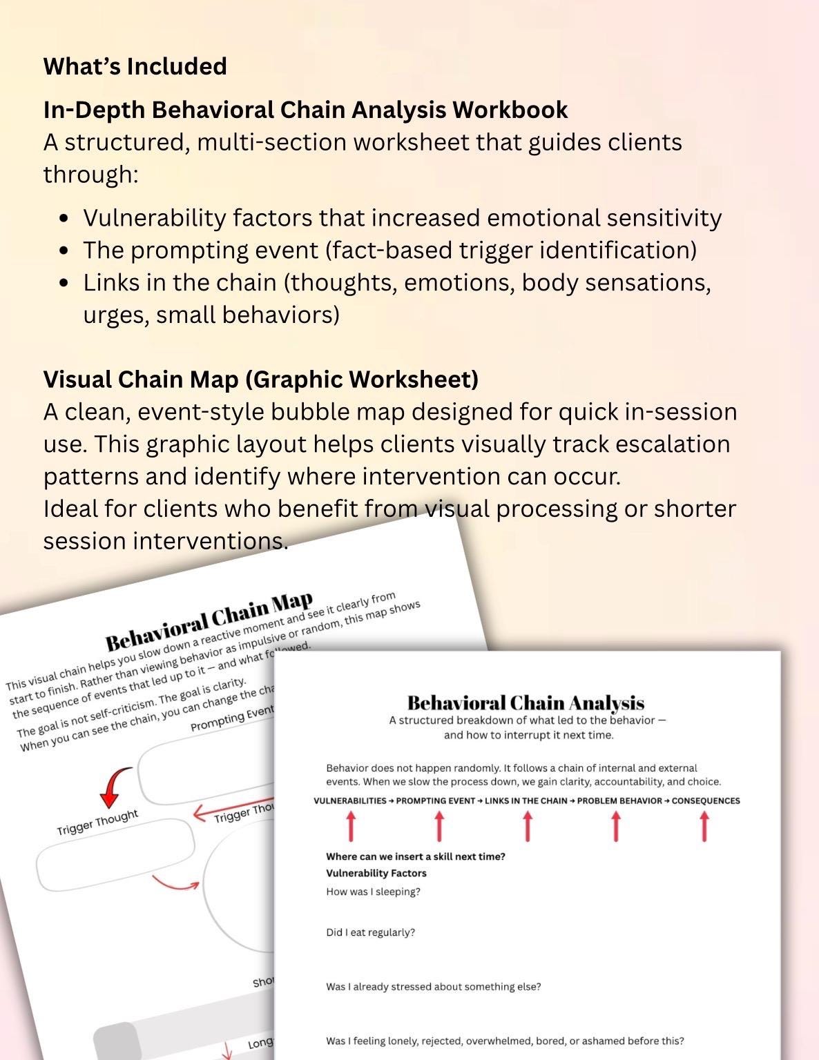 DBT Behavioral Chain Analysis Worksheet: Emotional Regulation Tools (PDF Download)
