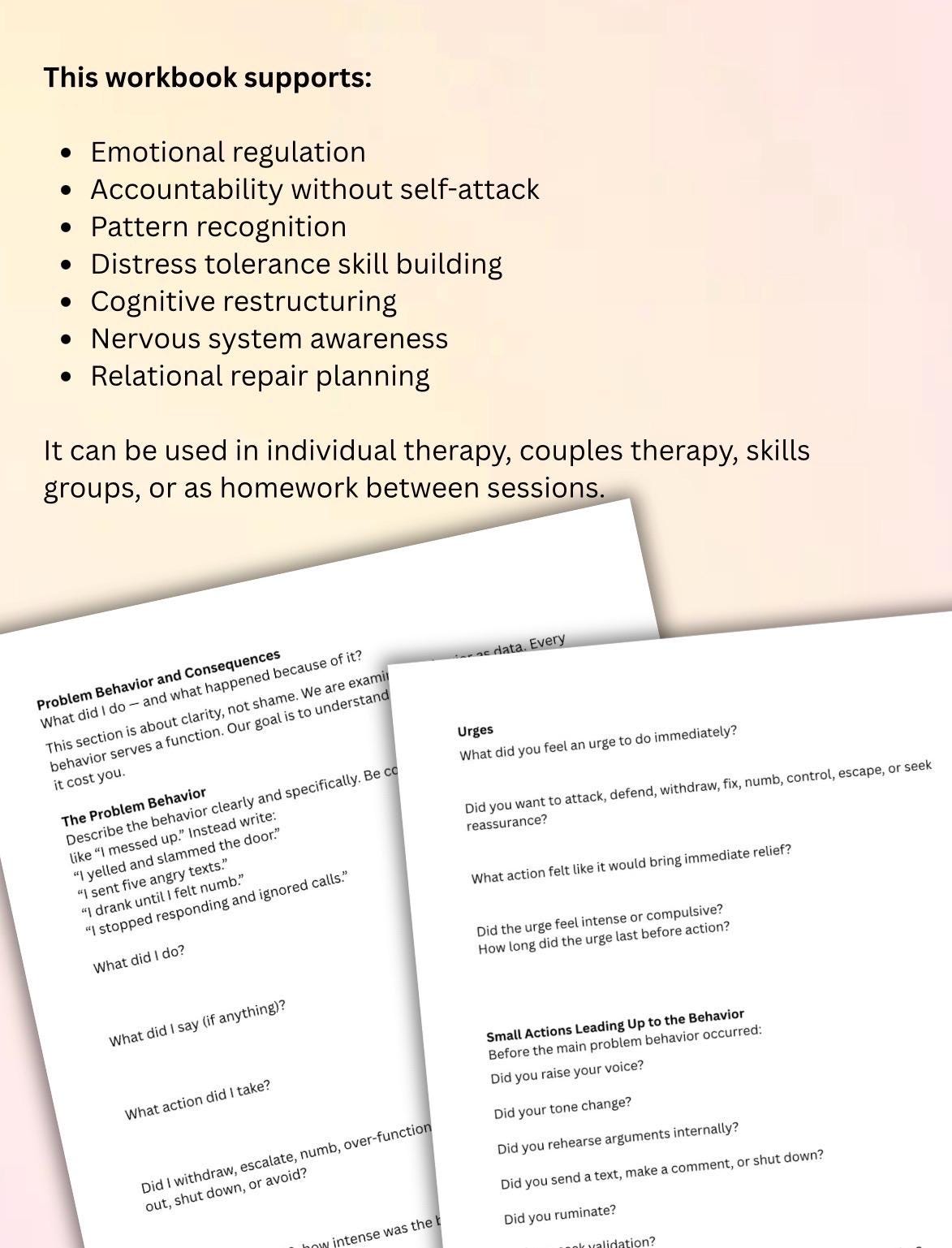 DBT Behavioral Chain Analysis Worksheet: Emotional Regulation Tools (PDF Download)