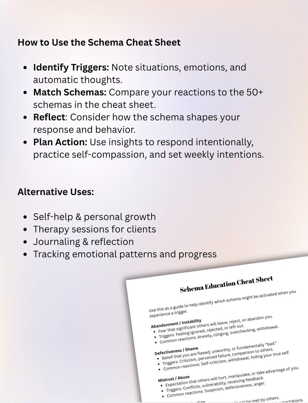 Schema Trigger Identifier Worksheet, Emotional Awareness Self-Help (Printable PDF)