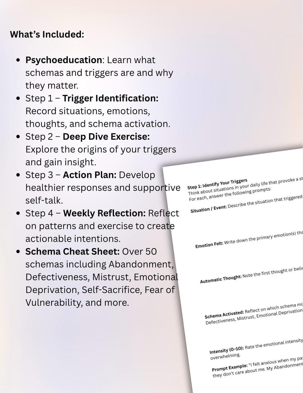 Schema Trigger Identifier Worksheet, Emotional Awareness Self-Help (Printable PDF)