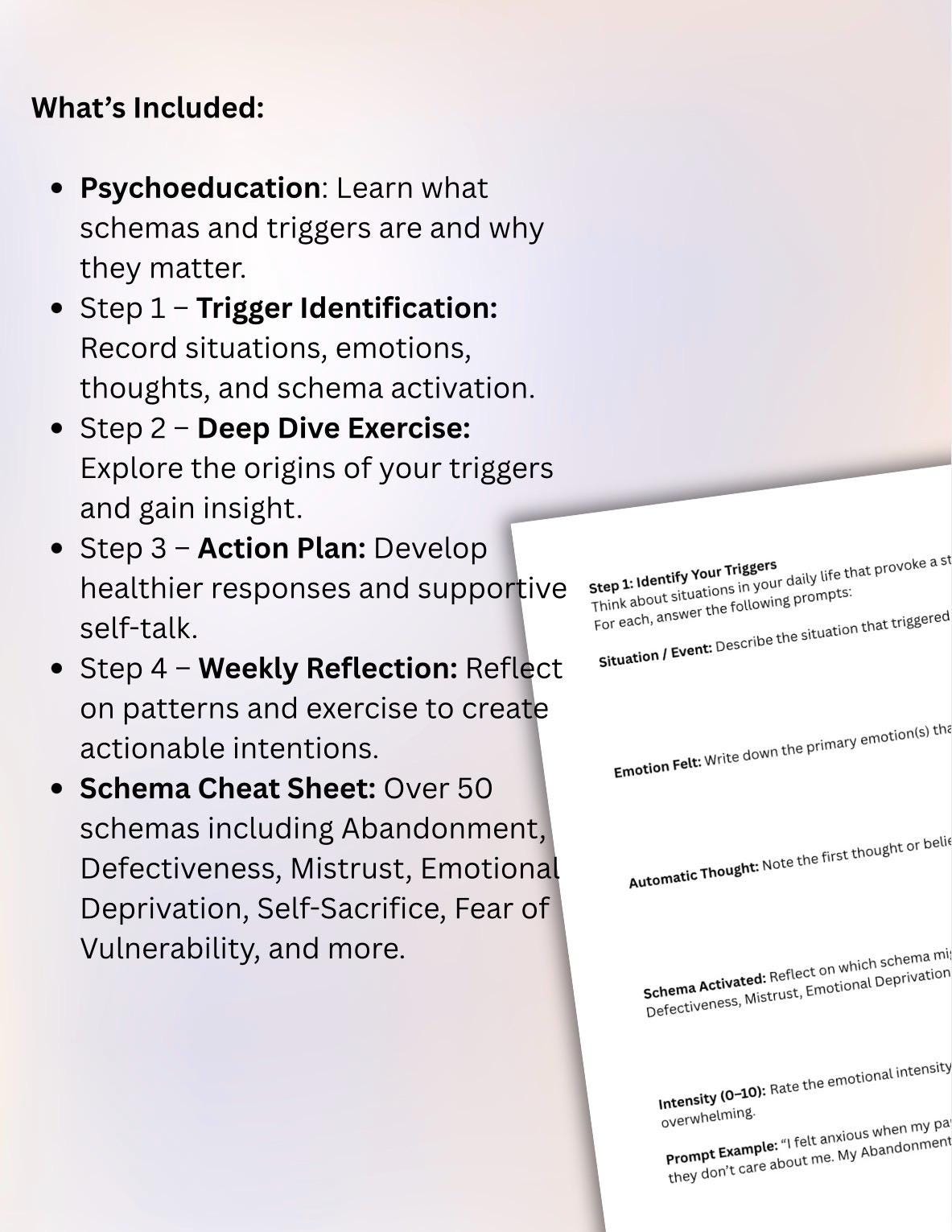 Schema Trigger Identifier Worksheet, Emotional Awareness Self-Help (Printable PDF)