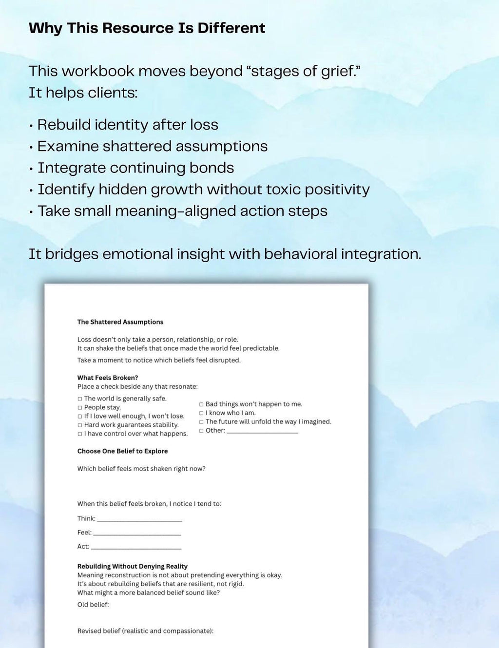 Meaning Reconstruction After Loss Workbook Grief Therapy Worksheet Narrative Therapy Tool Continuing Bonds Prolonged Grief Support