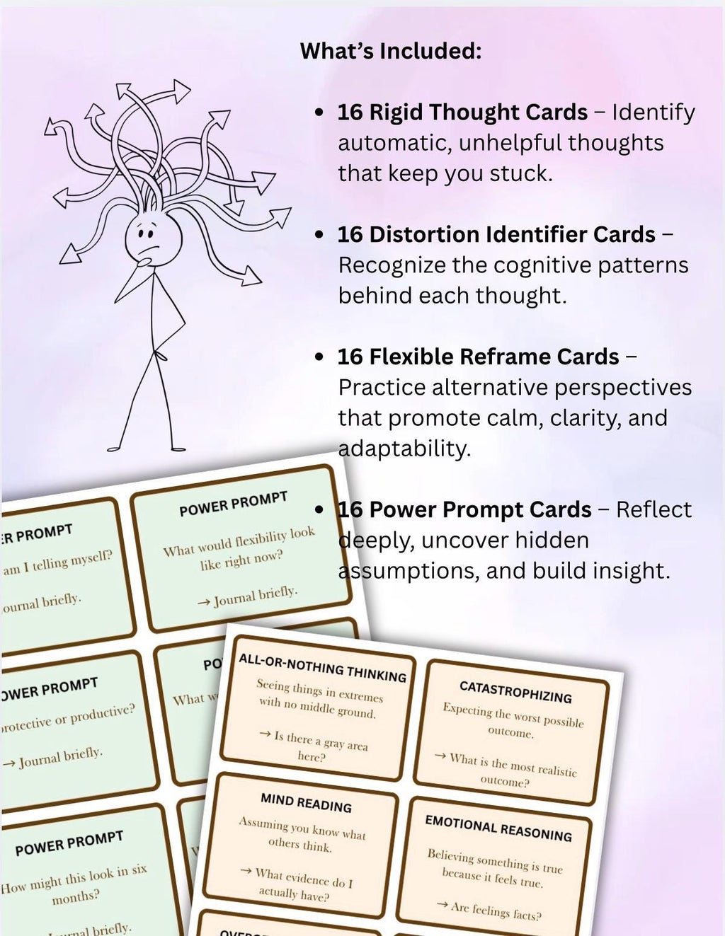 CBT Flash Cards – Cognitive Flexibility Deck for Self-Help Therapy Tool Emotional Resilience