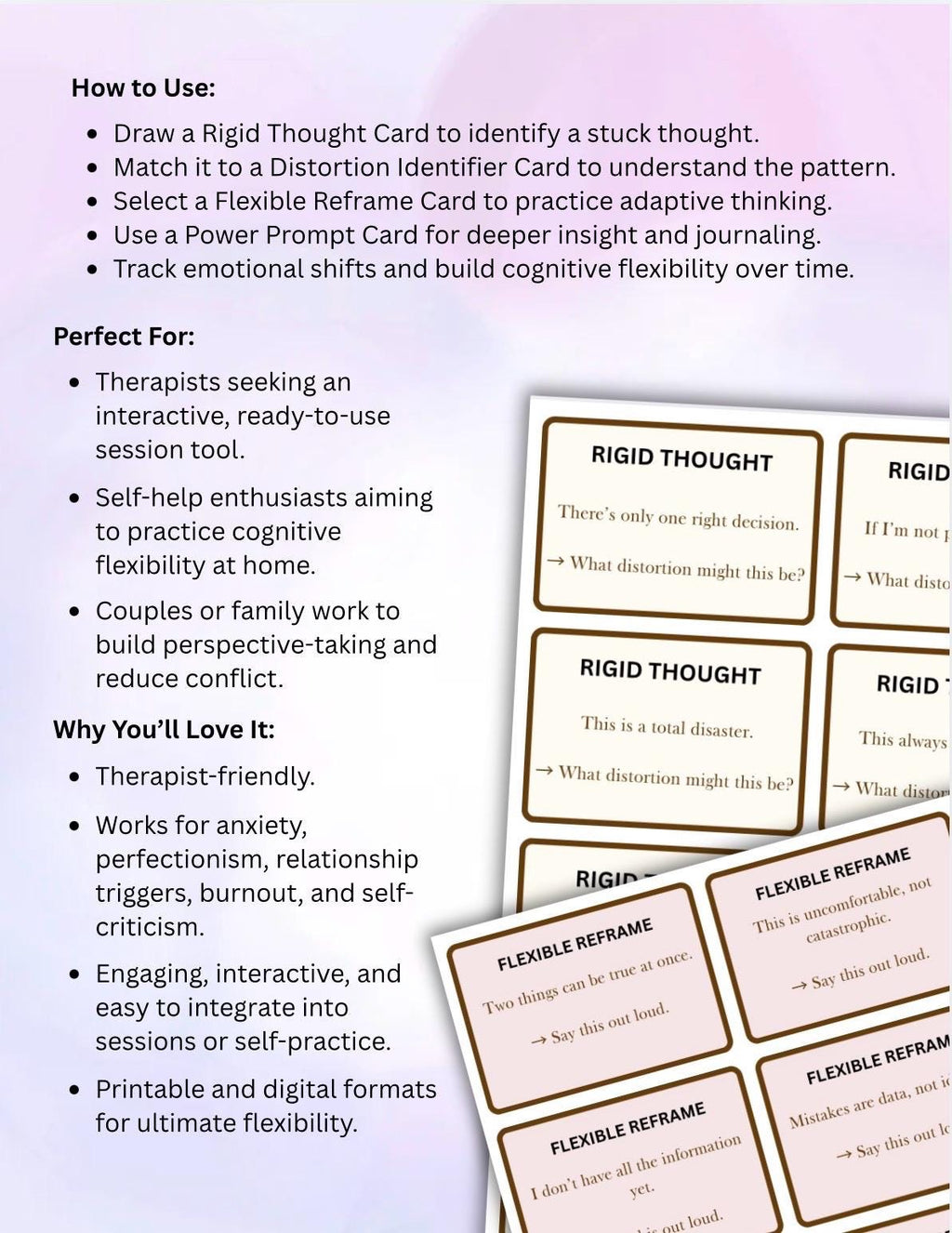 CBT Flash Cards – Cognitive Flexibility Deck for Self-Help Therapy Tool Emotional Resilience