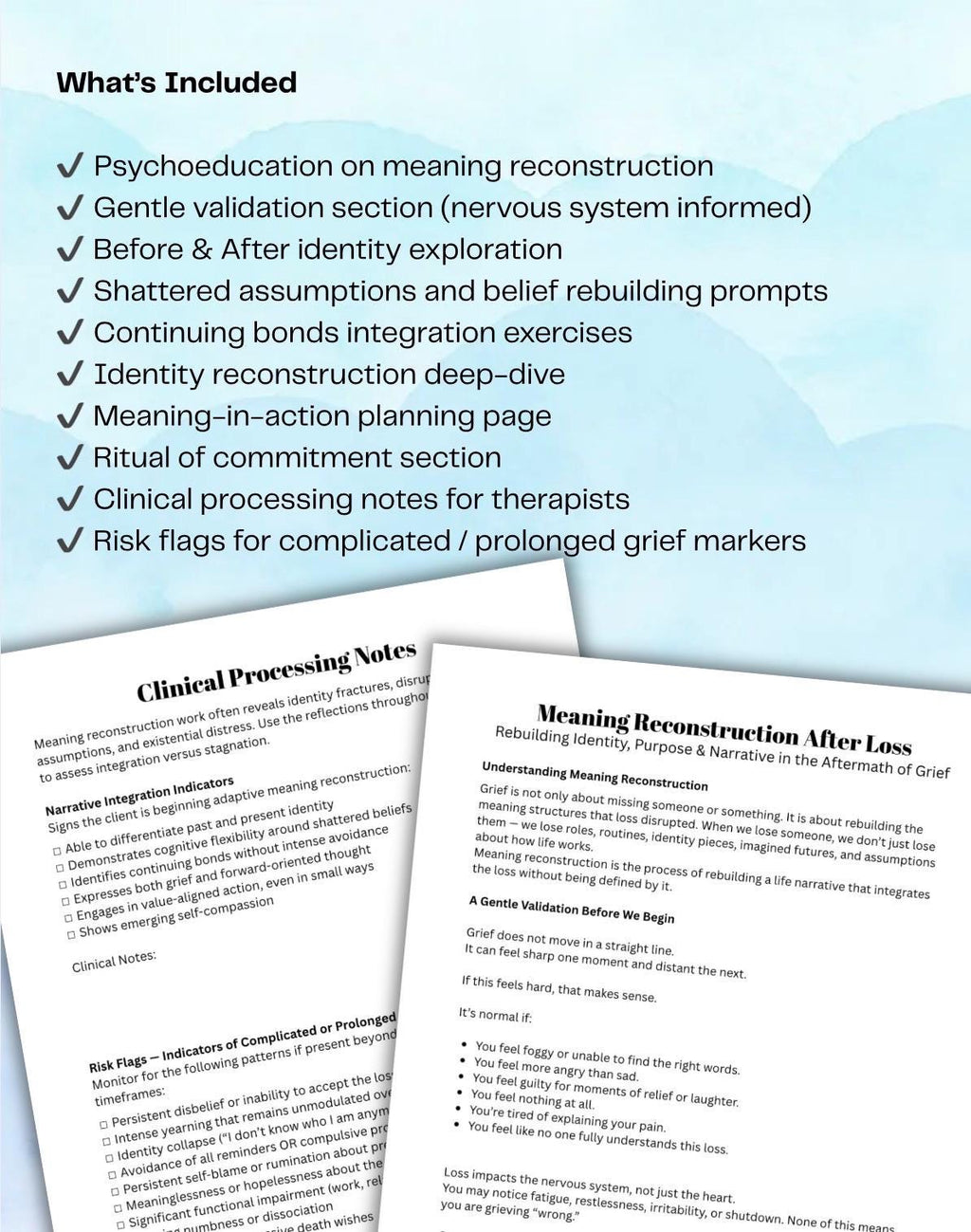 Meaning Reconstruction After Loss Workbook Grief Therapy Worksheet Narrative Therapy Tool Continuing Bonds Prolonged Grief Support