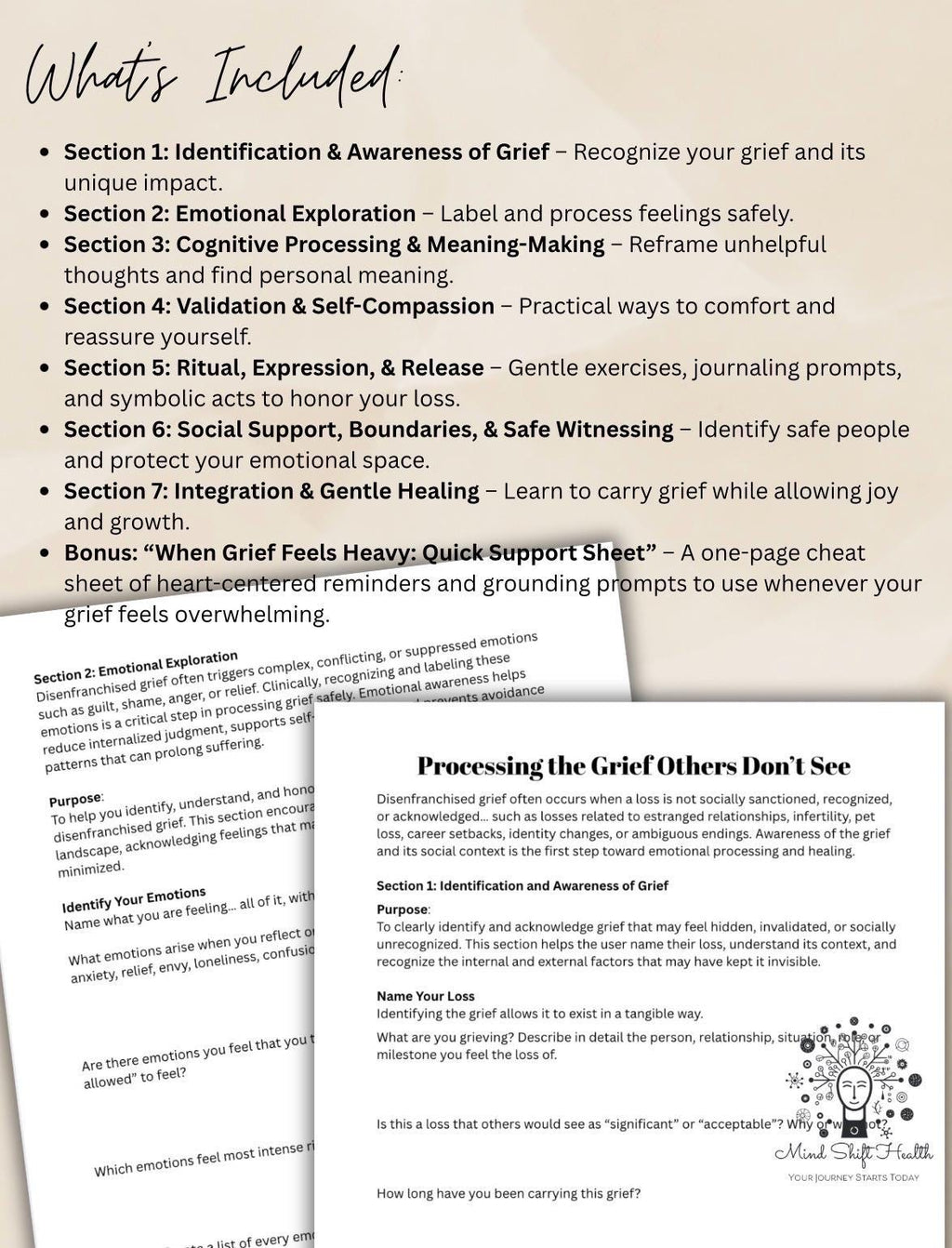 Disenfranchised Grief Worksheet Healing Exercises for Unseen Loss, Self Compassion Emotional Support Digital PDF